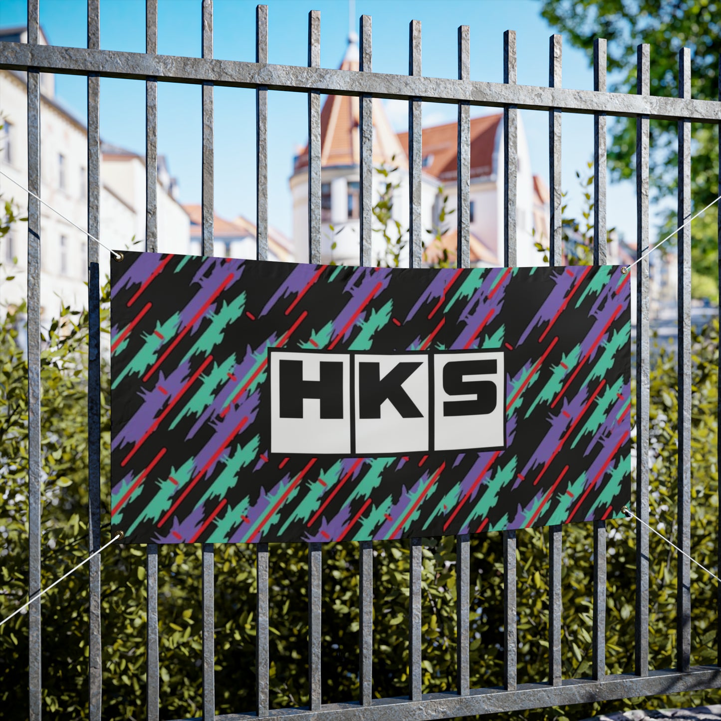 Vintage HKS Oil Slick Logo Racetrack Banner, JDM HKS Garage Banner, Hks Garage Vinyl Banner, Hks Drift Banner, Man Cave Decoration