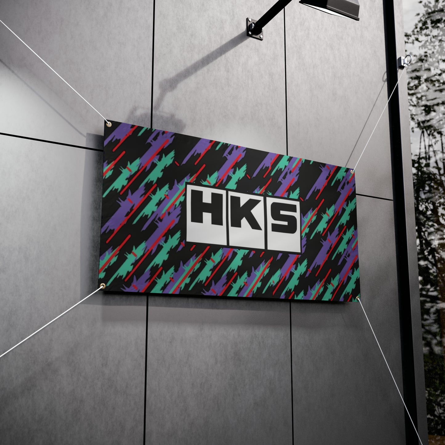 Vintage HKS Oil Slick Logo Racetrack Banner, JDM HKS Garage Banner, Hks Garage Vinyl Banner, Hks Drift Banner, Man Cave Decoration