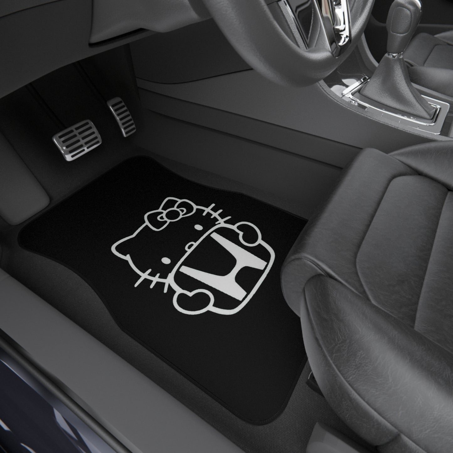 JDM Kitty For Honda Car Mats (Set of 2), 90's Universal Floor Mats, Fits Honda Floor Mats, Japanese Car Mats, Drift Car Mats, Kitty Mats