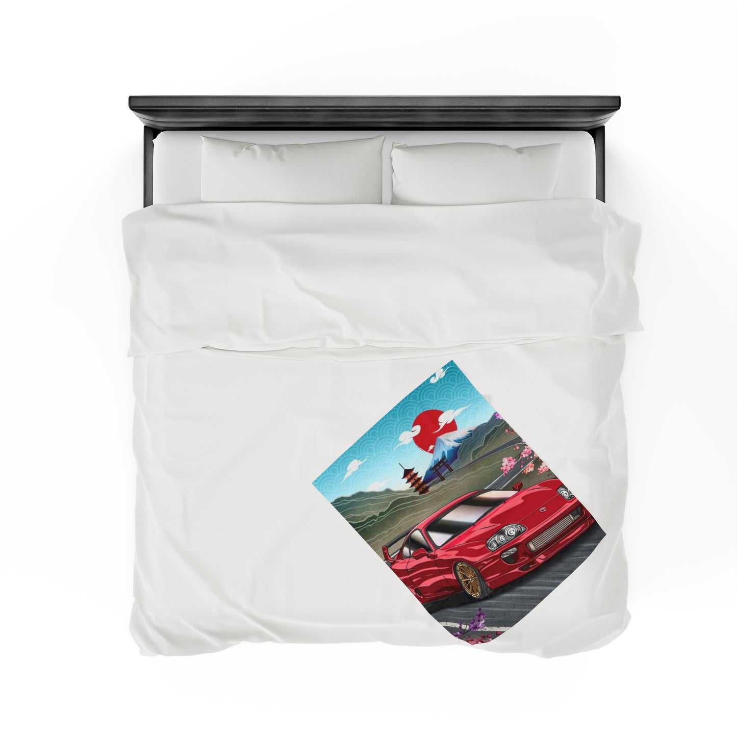Toyota MK4 Supra Velveteen Plush Blanket, JDM MK4 Supra Throw Over Blanket
