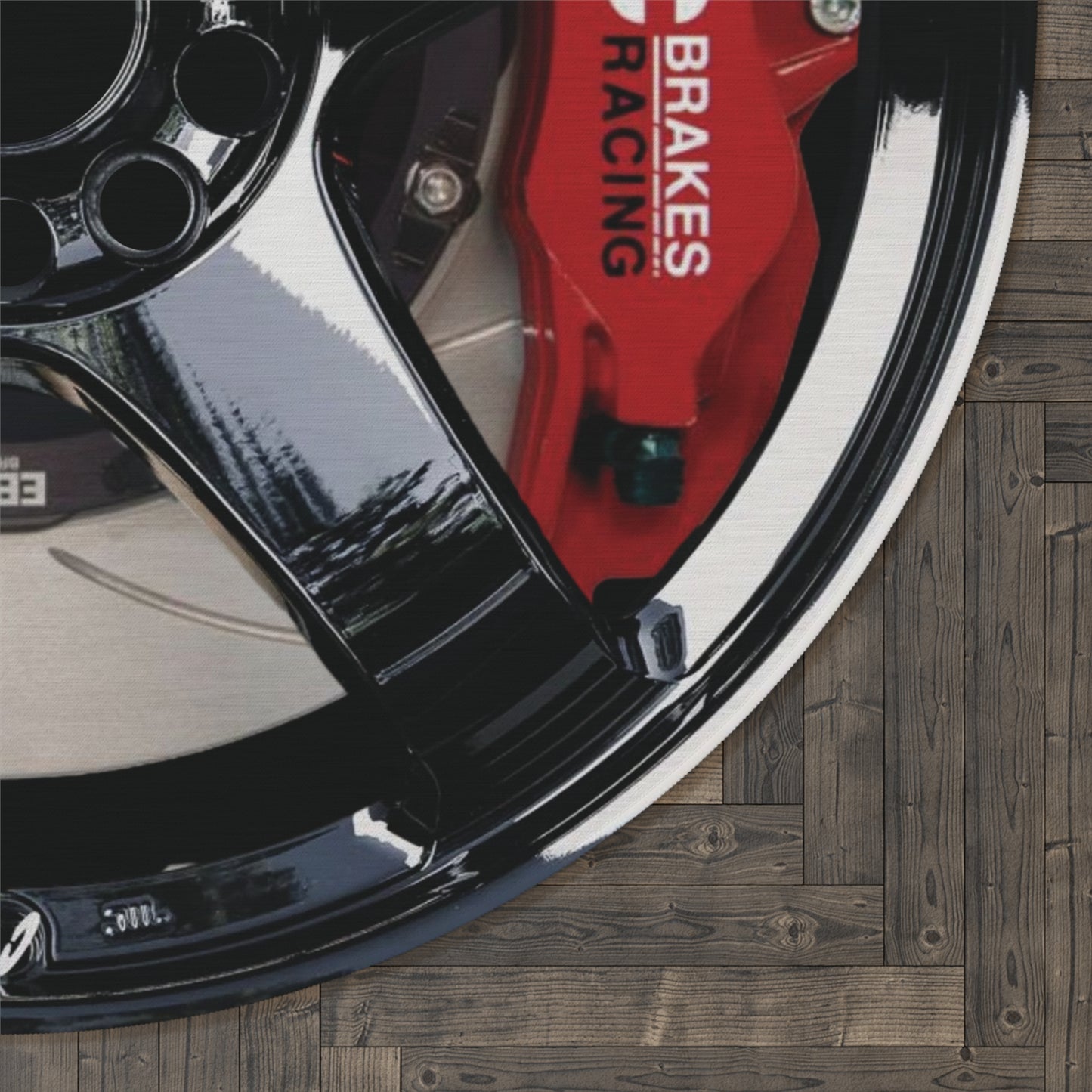 Novelty Black Nismo LMGT4 Wheel Area Rug, Rays Wheel Rug, Volk Rays Wheel Carpet, Dorm Room Decor Rug, Dad Gift, Boyfriend Gift