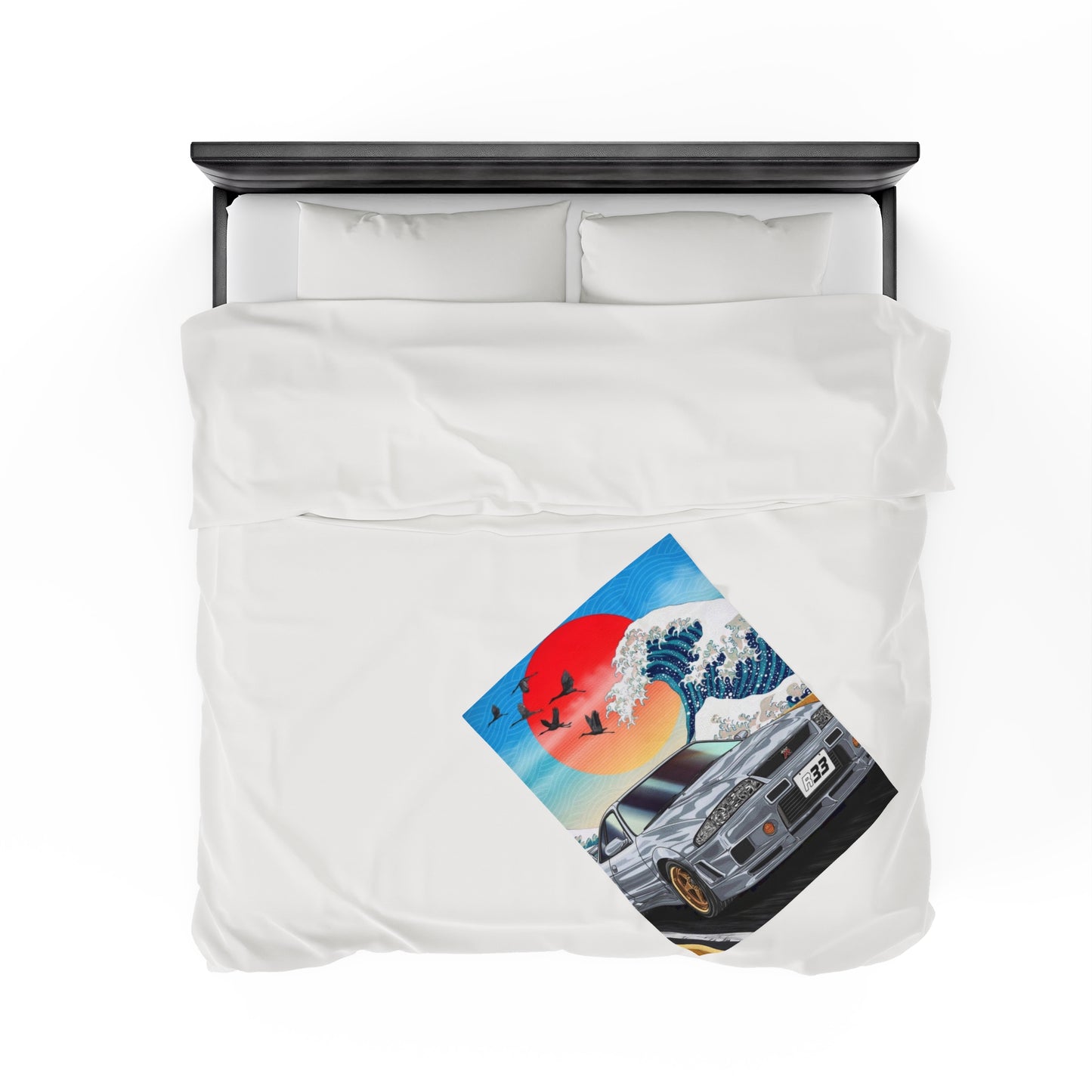 Nissan Skyline R33 Velveteen Plush Blanket, Nissan GTR R33 Throw Over Blanket,