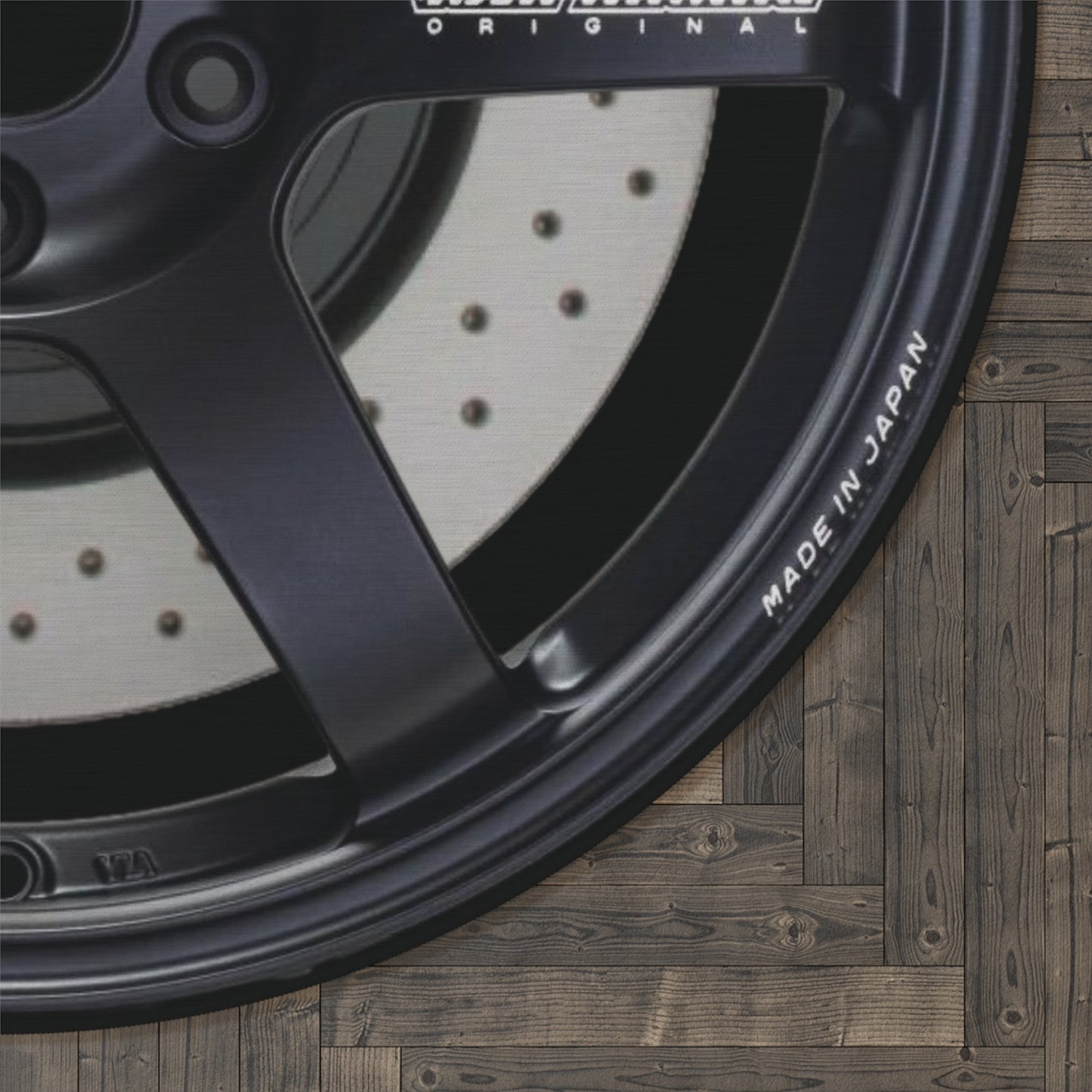 Novelty BLK TE37 Rays Wheels/W Brembo's Area Rug, Volk Racing Carpet, Dorm Room Wheel Decor, Man Cave Rug, Dad Gift, Boyfriend Gift