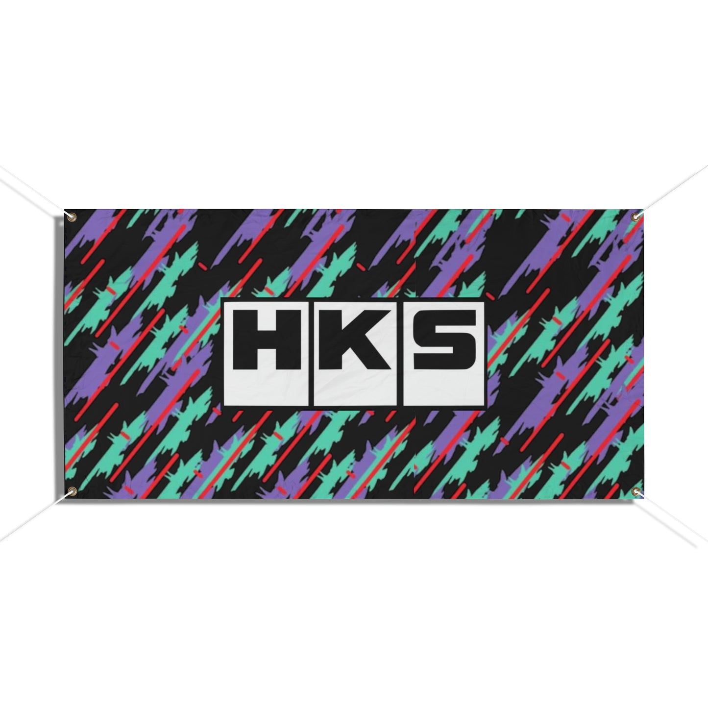 Vintage HKS Oil Slick Logo Racetrack Banner, JDM HKS Garage Banner, Hks Garage Vinyl Banner, Hks Drift Banner, Man Cave Decoration