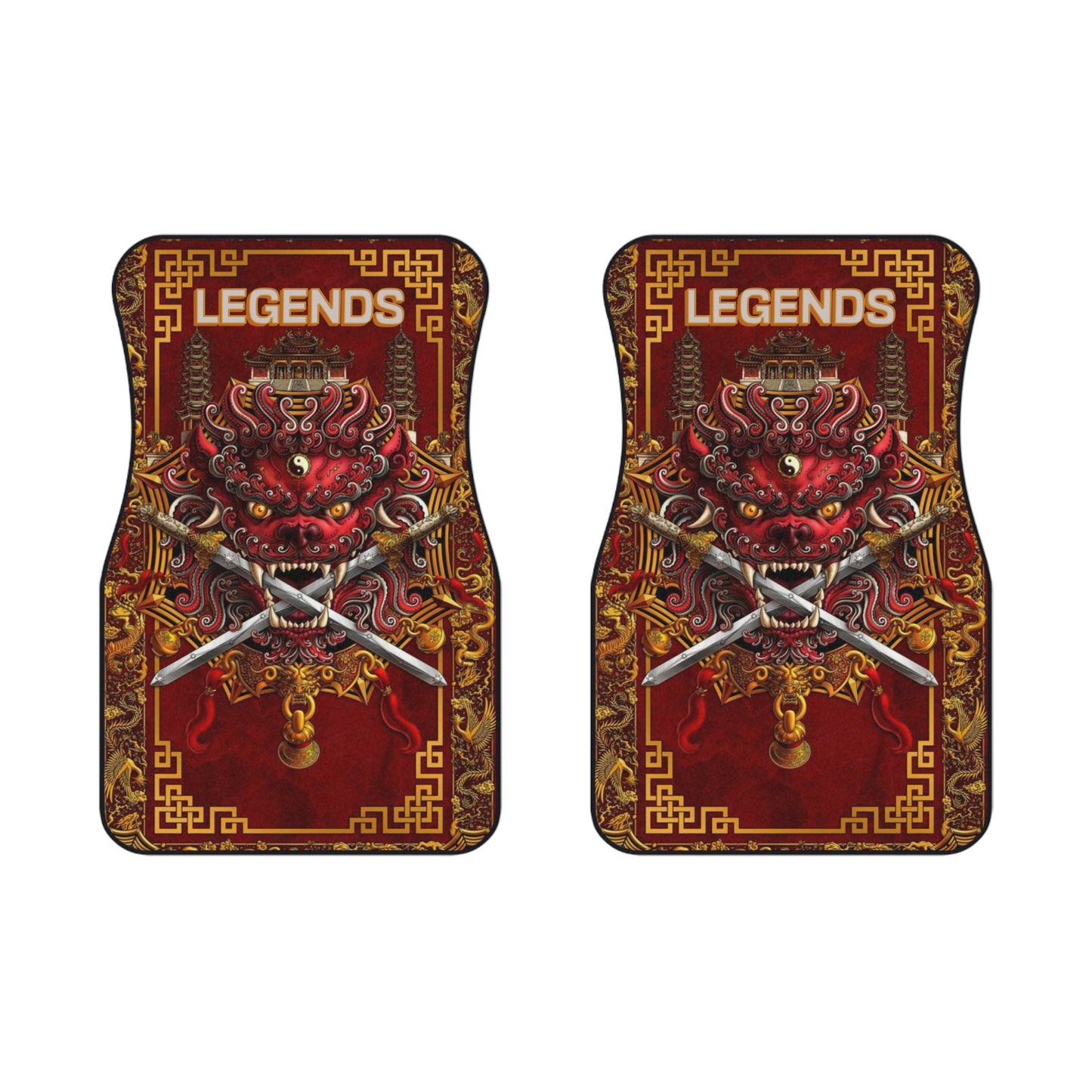 Japanese Shisa Dog JDM Car Mats (Set of 2), 90's Shisa Universal Floor Mats