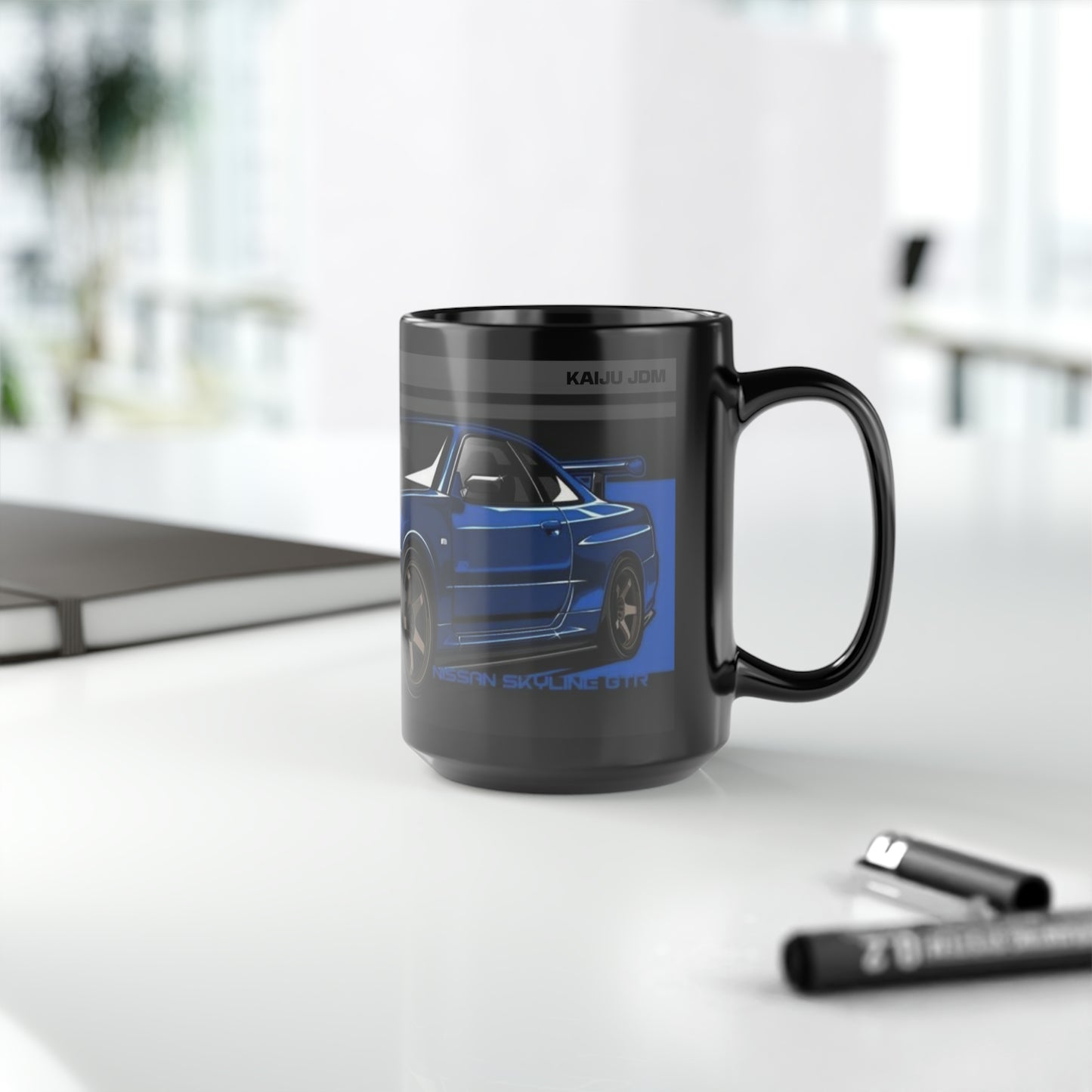 R34 Nissan Skyline GTR Coffee Mug, Bayside Blue R34 GTR Coffee Mug