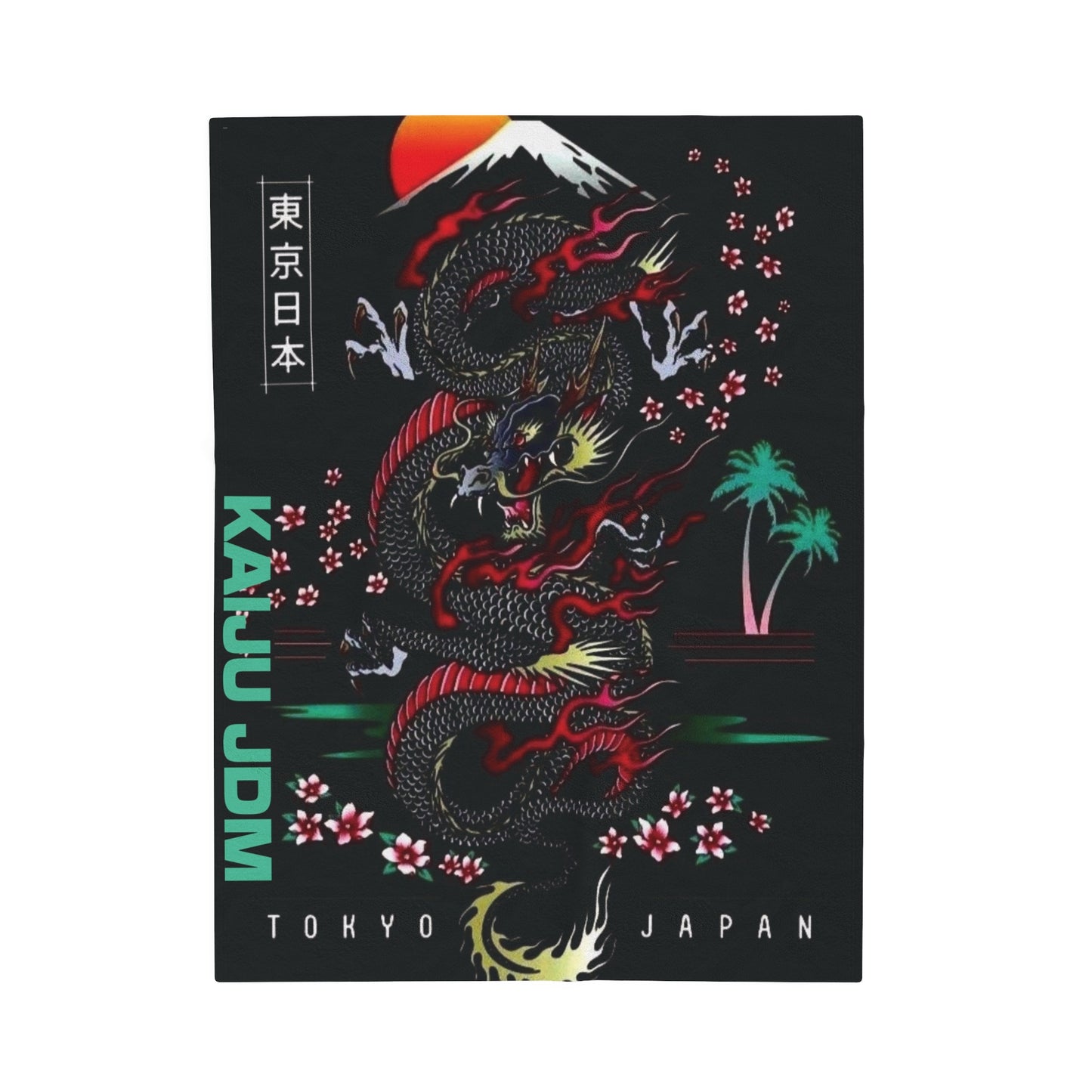 Japanese Dragon Velveteen Plush Blanket, Dragon Art Lover Throw Over Blanket