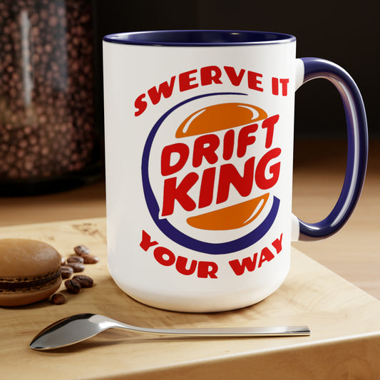 Funny Drift King Coffee Mug (White), DK Swerve Coffee Mug