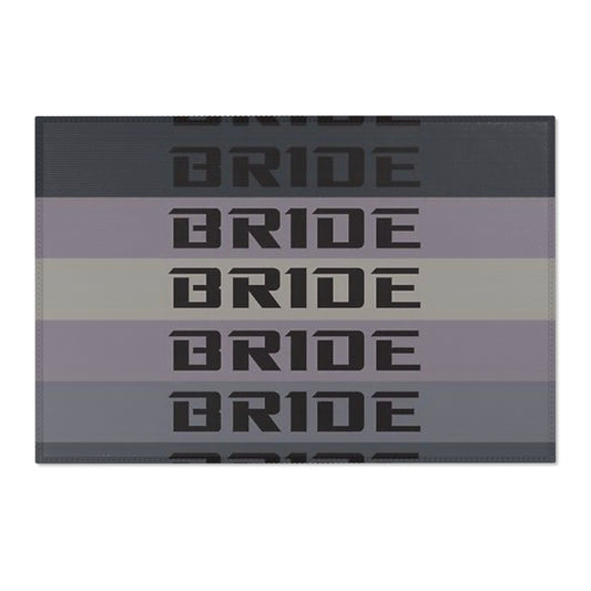 Bride Black Gray Tribute Area Rug, 90's JDM Bride Door Mat, Bride Area Rug