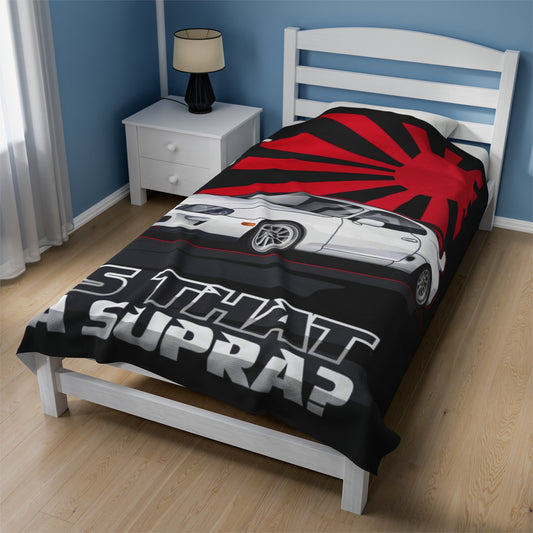 Funny JDM MK4 Supra Velveteen Plush Blanket, JDM MK4 Supra Lover Throw Over Blanket