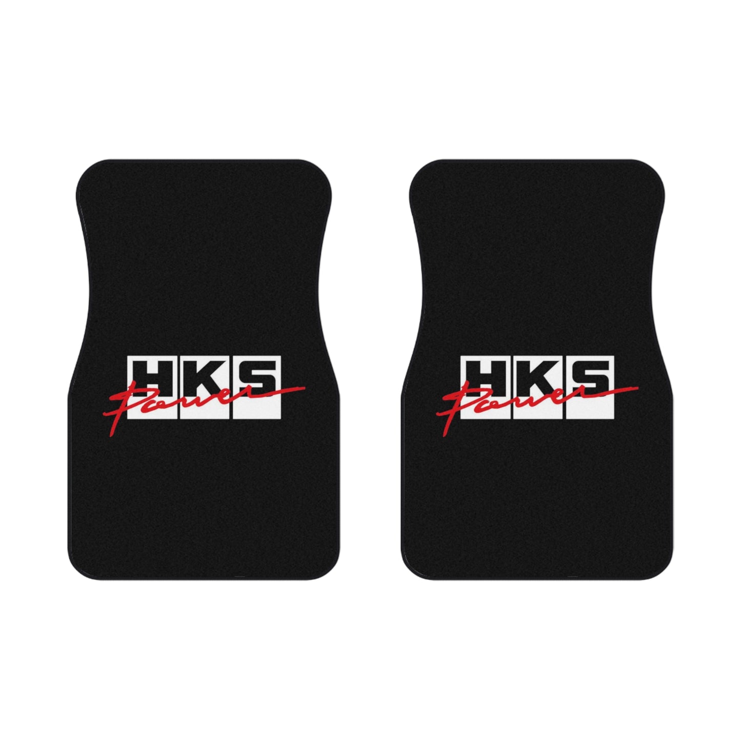 Black HKS Power Old Logo Tribute Car Mats (Set of 2), 90's JDM HKS Floor Mats Pair