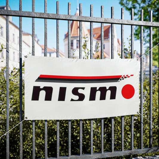 Vintage Nismo Mid Logo Racetrack Banner, JDM Garage Banner, Nismo Garage Vinyl Banner, Nismo Drift Banner, Man Cave Decoration