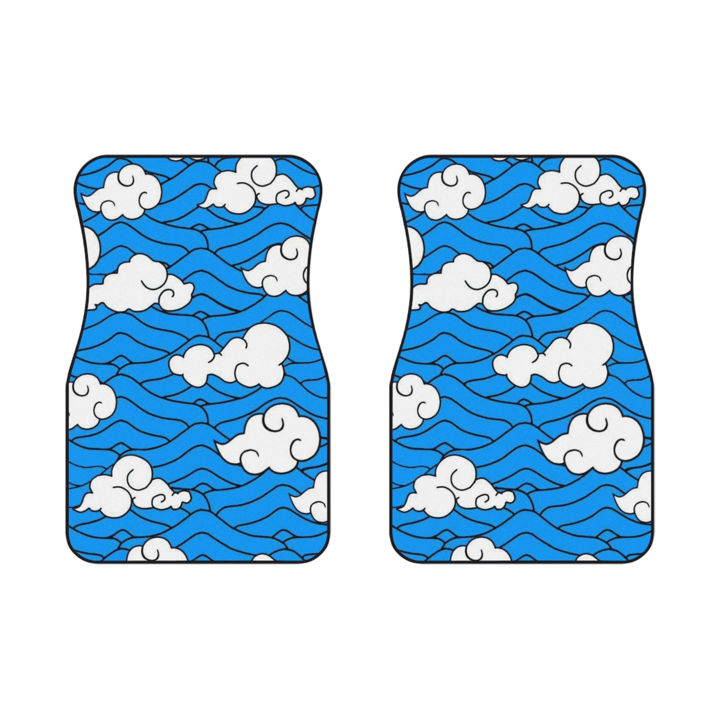 Blue Akatsuki Cloud JDM Car Mats (Set of 2), 90's Anime Universal Floor Mats, Japanese Art Car Mats