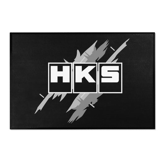 Black HKS Tribute Shop Floor Mat, HKS Floor Mat