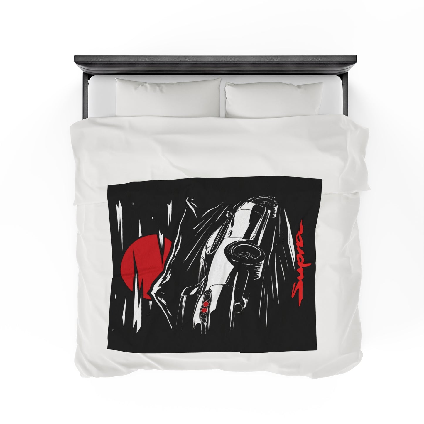 Toyota MK4 Supra Silhouette Velveteen Plush Blanket, JDM MK4 Supra  Lover Throw Over Blanket