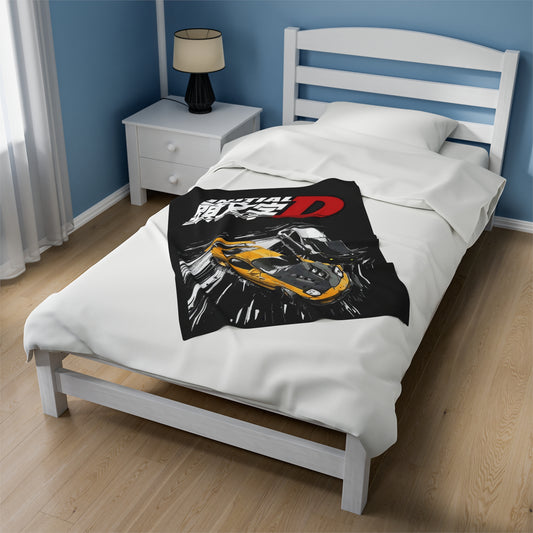 Tribute Initial D Velveteen Plush Blanket, Initial D AE86 RX7 Throw Over Blanket