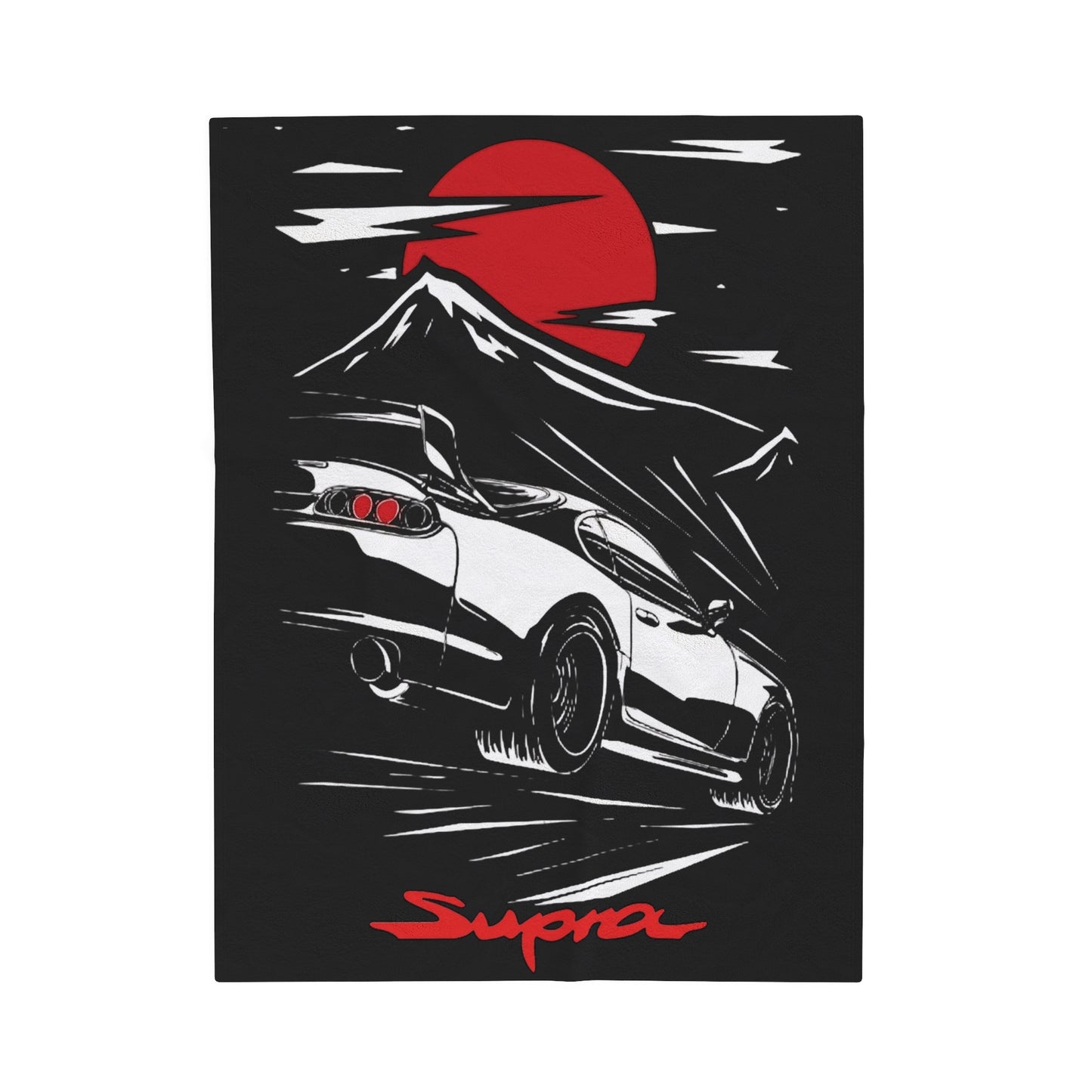 Toyota MK4 Supra Silhouette Velveteen Plush Blanket, JDM MK4 Supra  Lover Throw Over Blanket