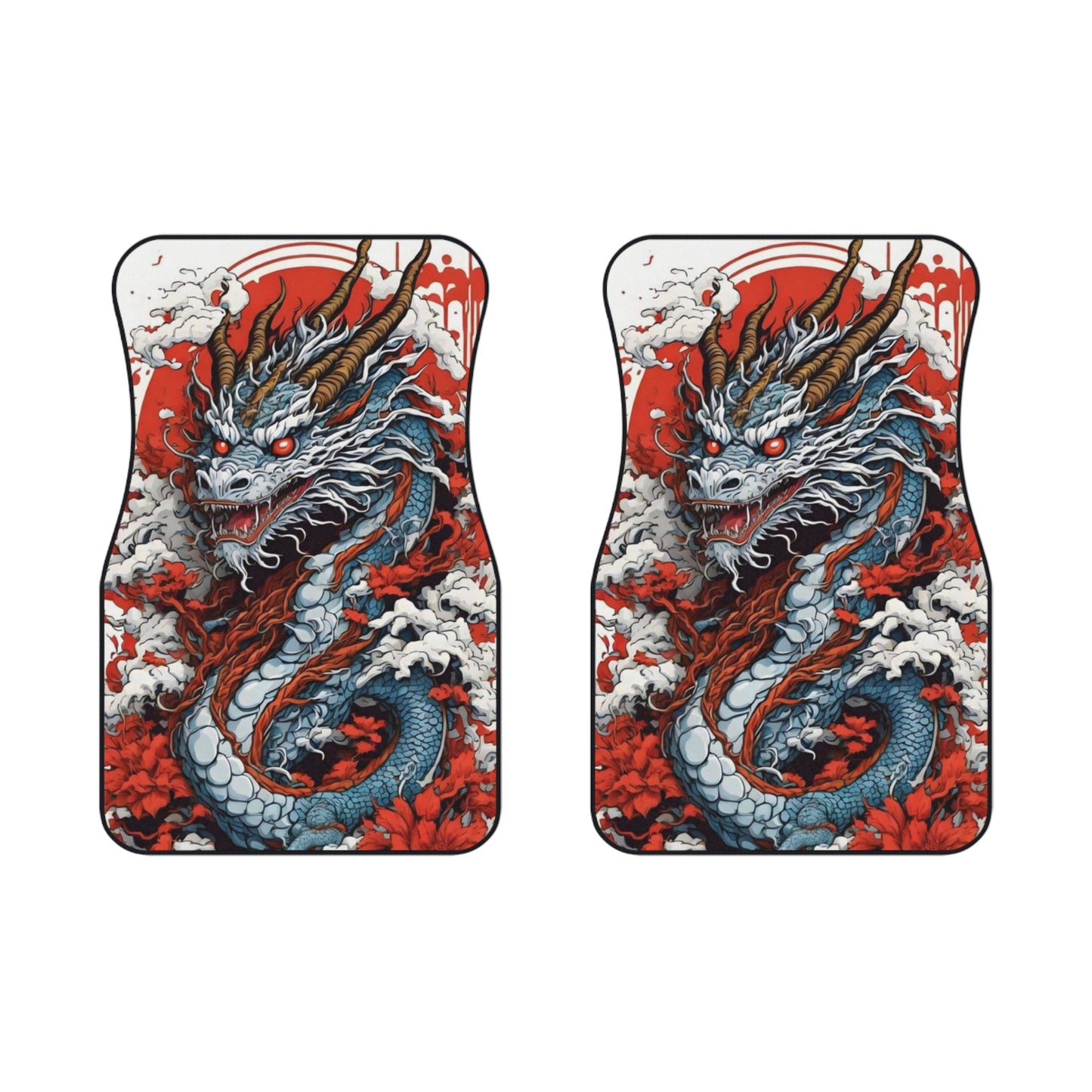 Blue Osaka Dragon JDM Car Mats (Set of 2), 90's Dragon Universal Floor Mats