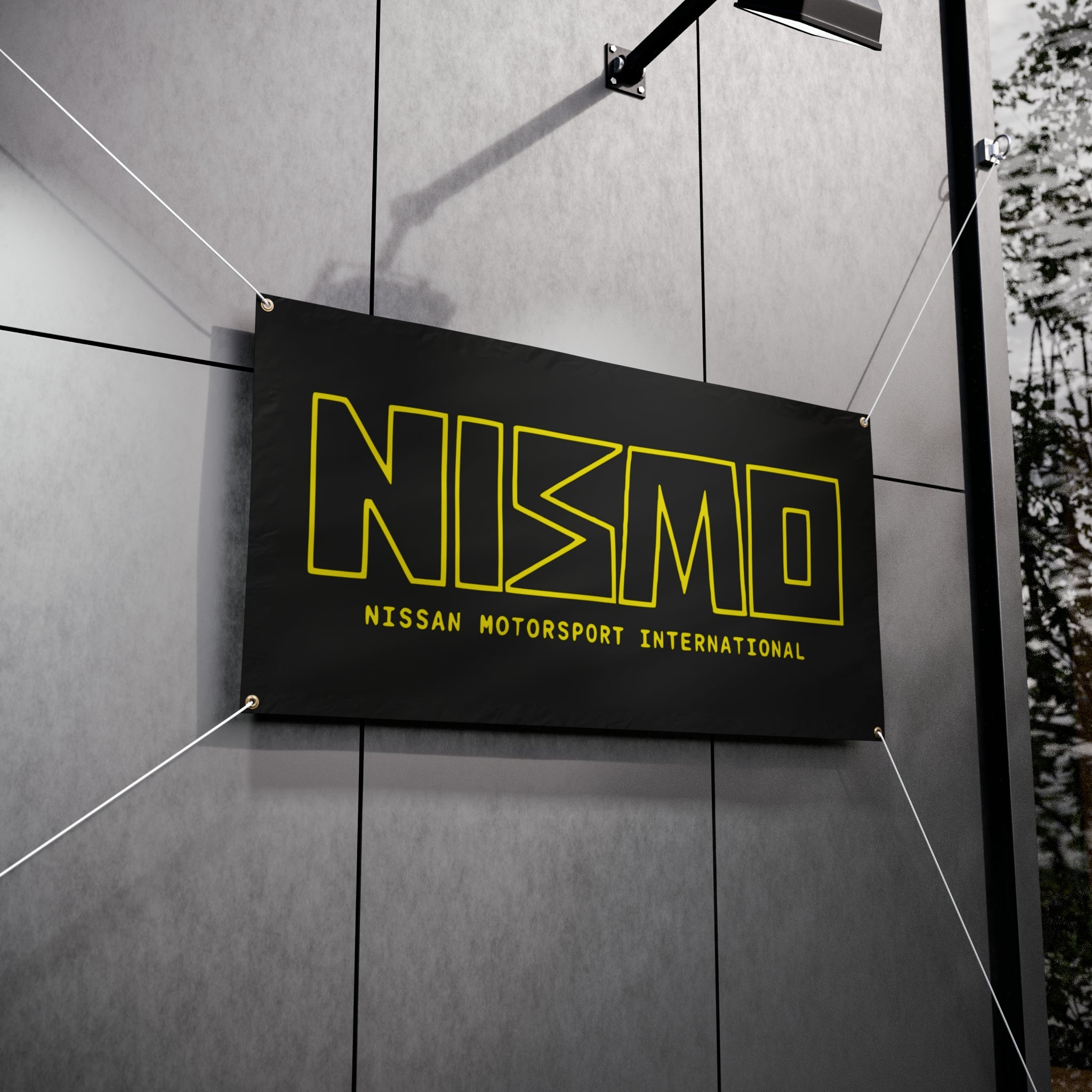 Vintage Nismo Old Gold Logo Racetrack Banner, JDM Garage Banner