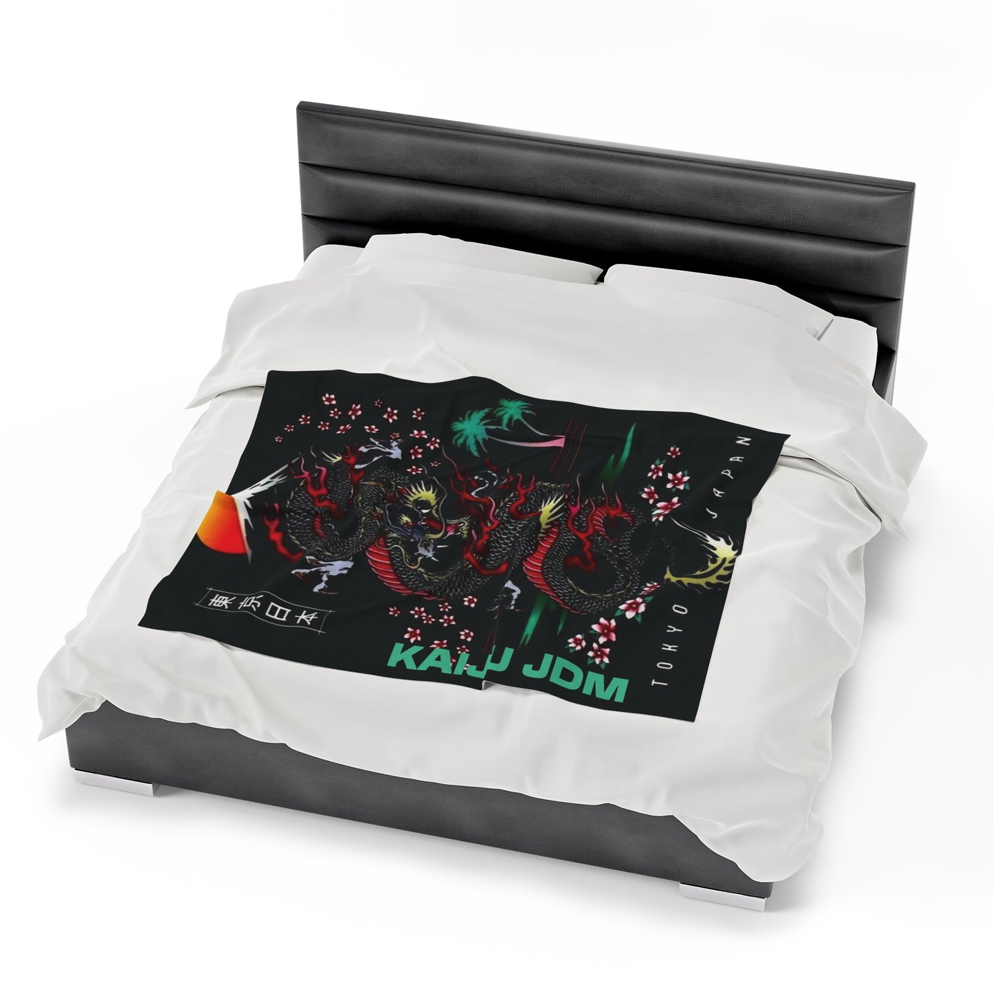 Japanese Dragon Velveteen Plush Blanket, Dragon Art Lover Throw Over Blanket