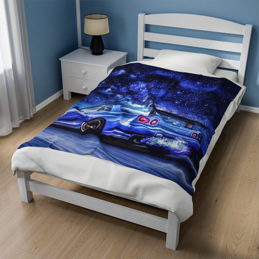 Nissan Skyline R34 Velveteen Plush Blanket, Nissan GTR R34 Throw Over Blanket