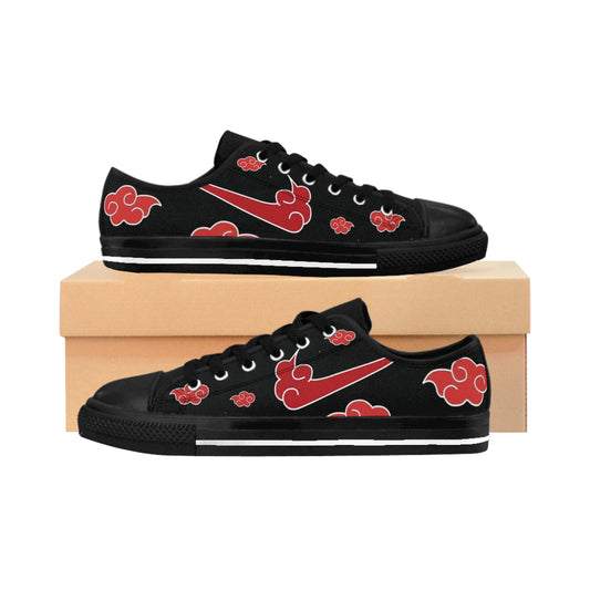 Custom Akatsuki Cloud Canvas Sneakers, Anime Akatsuki Canvas Shoes, JDM Anime Flat Sneakers, Japanese Art Custom Shoes, Drift Shoes