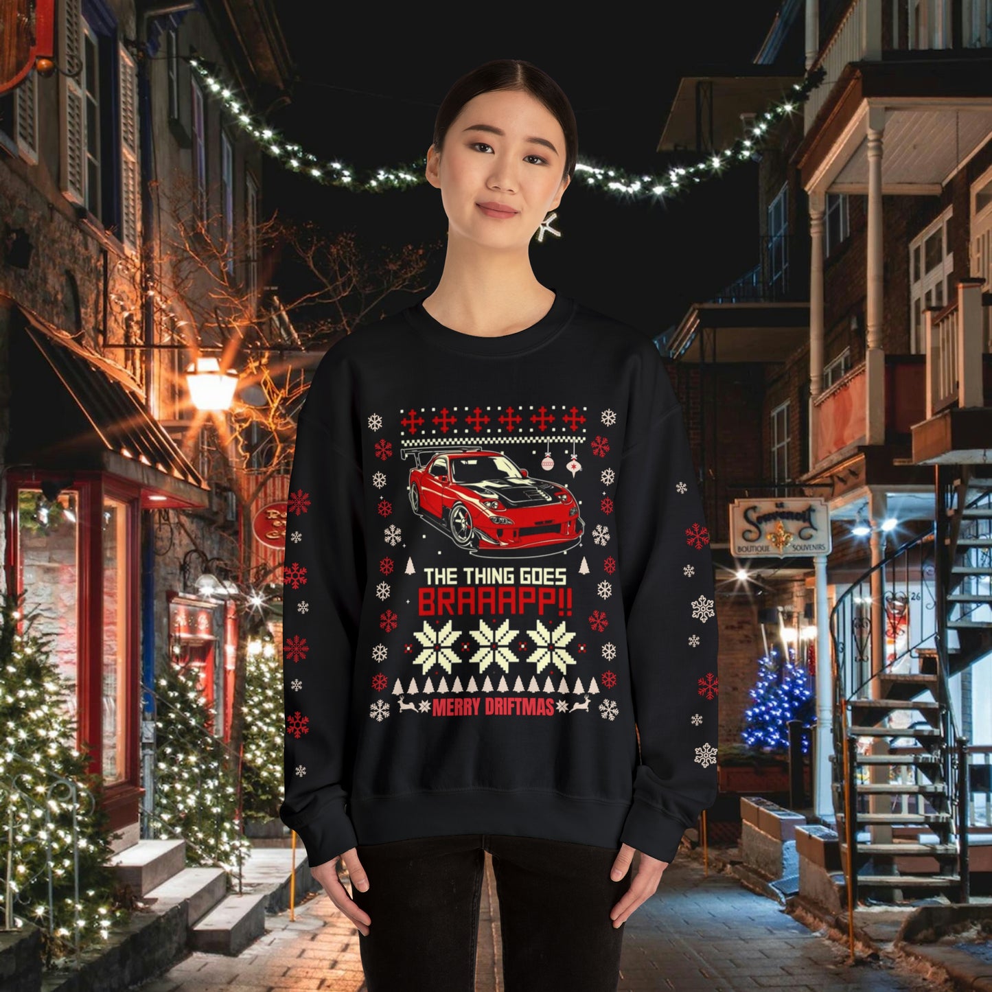 Mazda RX7 Christmas Long Sleeve Sweat Shirt, JDM RX7 Christmas Sweater