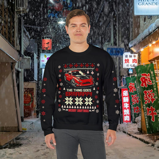 Mazda RX7 Christmas Long Sleeve Sweat Shirt, JDM RX7 Christmas Sweater