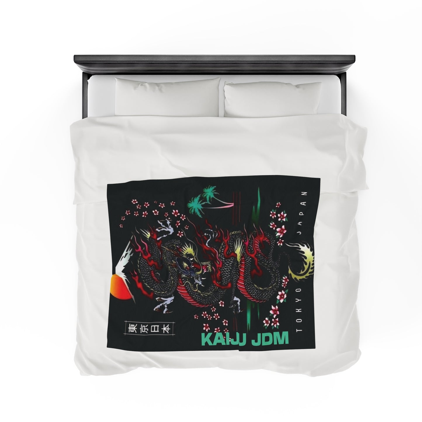 Japanese Dragon Velveteen Plush Blanket, Dragon Art Lover Throw Over Blanket