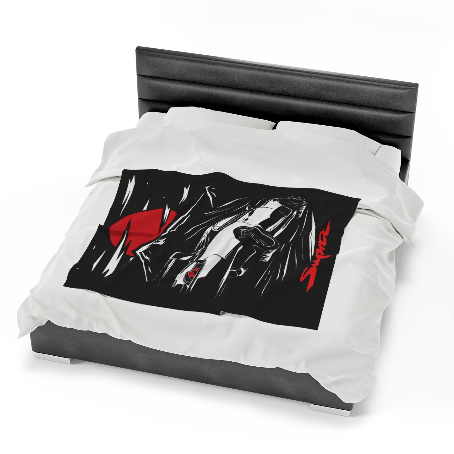 Toyota MK4 Supra Silhouette Velveteen Plush Blanket, JDM MK4 Supra  Lover Throw Over Blanket