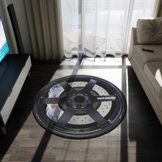 Novelty BLK TE37 Rays Wheels/W Brembo's Area Rug, Volk Racing Carpet, Dorm Room Wheel Decor, Man Cave Rug, Dad Gift, Boyfriend Gift