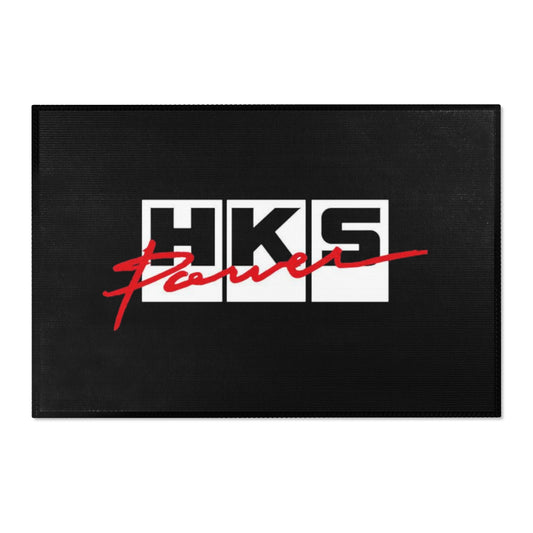 Black HKS Power Tribute Shop Floor Mat, HKS Floor Mat