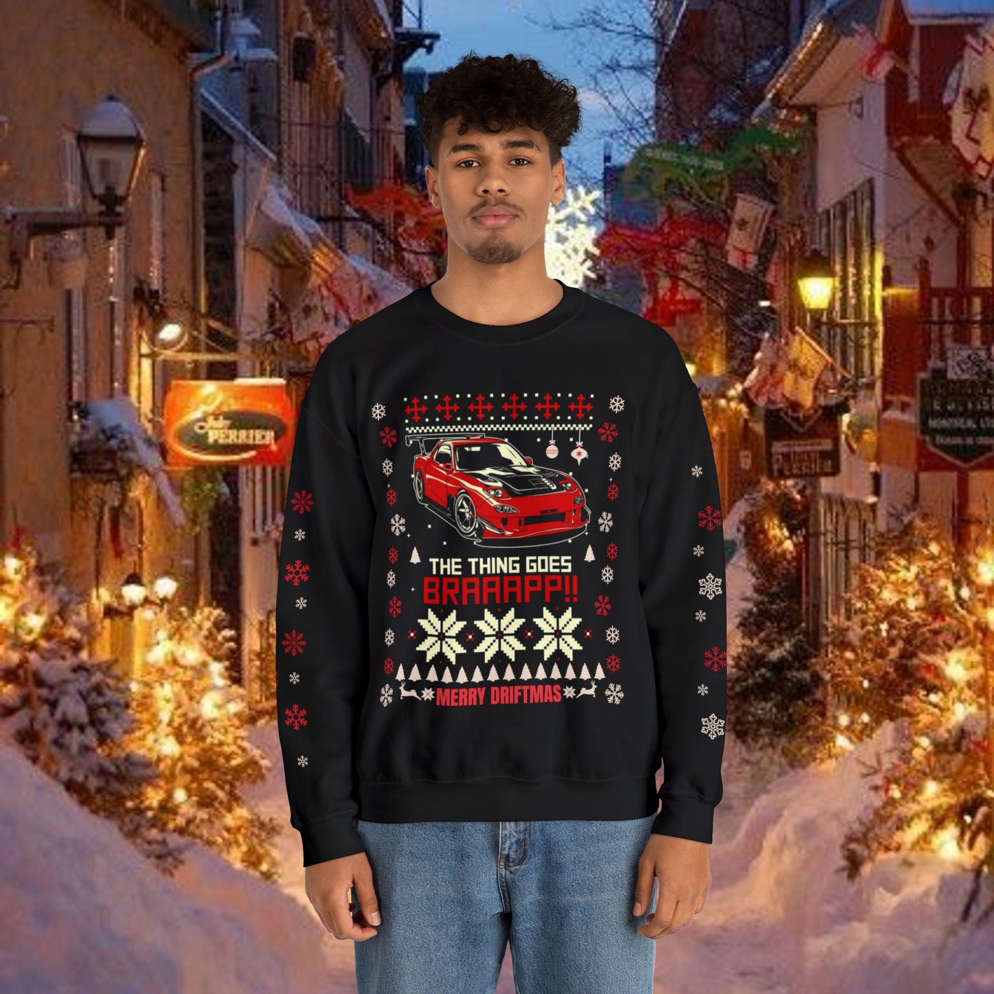 Mazda RX7 Christmas Long Sleeve Sweat Shirt, JDM RX7 Christmas Sweater