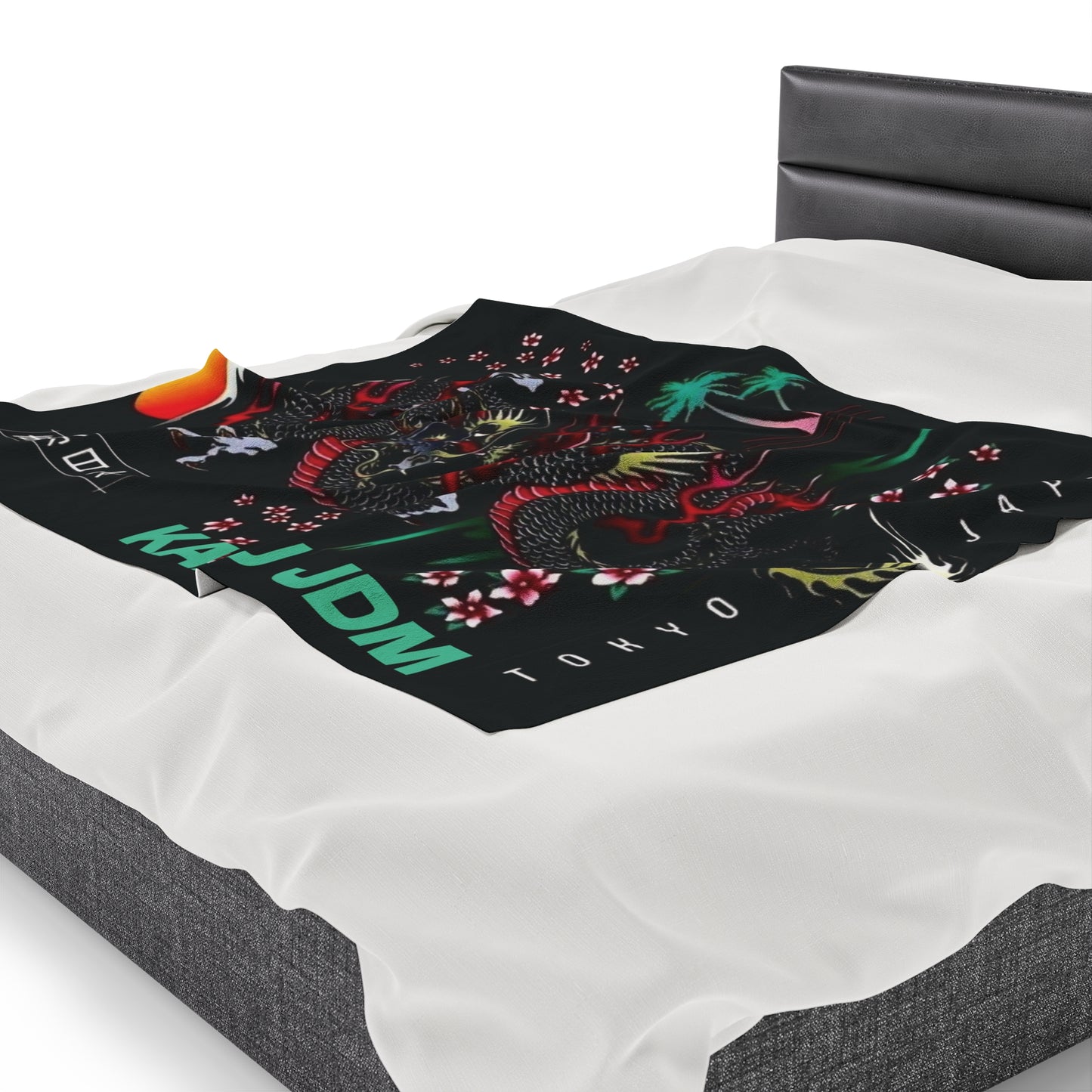 Japanese Dragon Velveteen Plush Blanket, Dragon Art Lover Throw Over Blanket