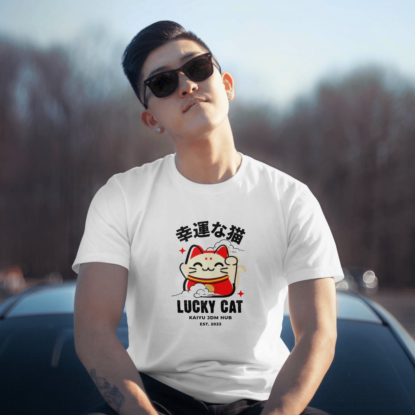 Lucky Cat Shirt, JDM Cat Shirt, Drift Shirt, Maneki Neko Japanese, Cute Lucky Cat Tee